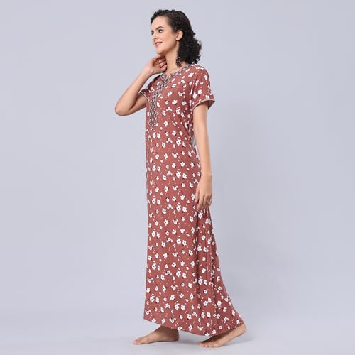Image of Evolove Women's Viscose Liva Long Maxi Night Gown Nighty Dress with Pocket, Super Soft Comfortable (LNG-Rayon)