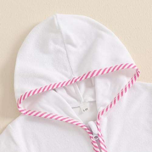 Girls Hooded Terry Coverups One Piece Swimsuits Beach Stripe Trim Zip Up Fly Sleeve Swim Cover Up Swimwear4