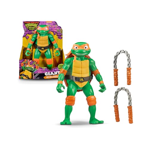 TorTUGAS NINJA - Michelangelo Figura de ação, figura de 30 cm totalmente artihada, acessório de arma Nunchakus incluído, 4 bonecas colecionáveis, meninos e meninas + 4 anos, famosa (TU801500)