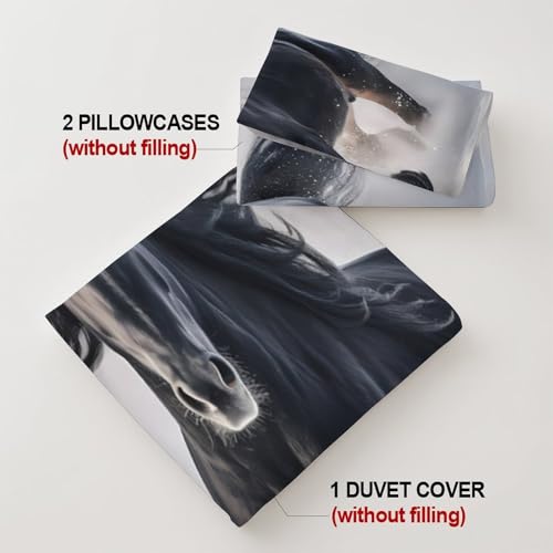 Drap-Housse Cheval Noir 140x200x25cm en Microfibre Imperméable - 8