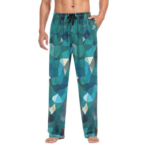 Men's Pajama Pants Blue Glitter Print Sleep Pajama Lounge Pant with Pockets, Elastic Waistband3