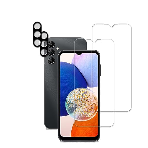 HKKAIS Designed For Samsung Galaxy A14 5G Tempered Glass Screen Protector 2-Pack Camera Lens Protector Film 2-Pack
