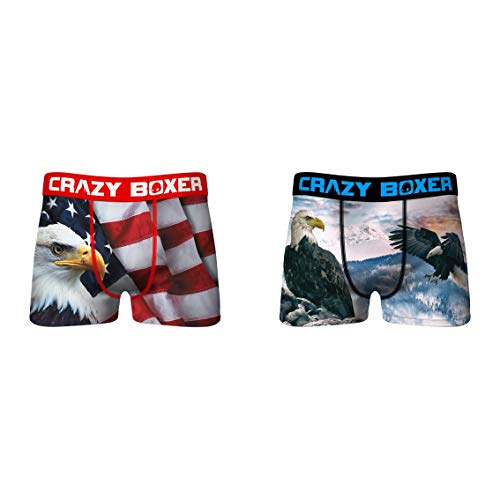 Men’s 2-Pack Boxer Briefs - Wild Outdoors - American Flag and Eagle