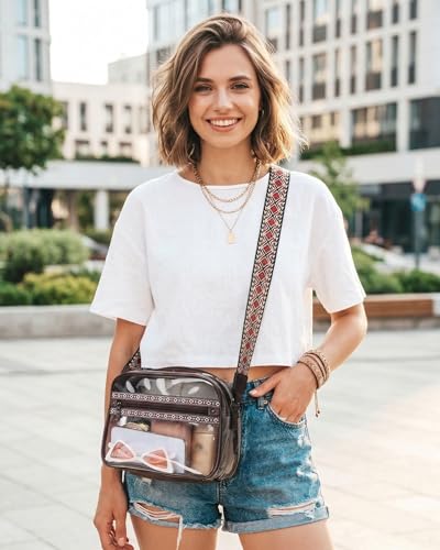 Image of FADEON Clear Bag for Stadium Events, Clear Crossbody Bag, Transparent Purse | Double-Zipper Clear Crossbody Meets 12 inchx12 inchx6 inch Stadium, Reinforced Straps, Waterproof for Concerts, Sports & Festivals