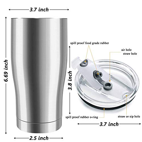 image for XccMe 20 oz Stainless Steel Tumbler with Lid,Bulk 8 Pack Double Wall V