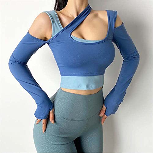 AKSE Sexy Yoga-Kleidung, Sportkleidung Weibliche, Stich-Schultergymnastik-Langarm-T-Shirt, schnell trocknende Lauf-Yoga-Kleidung - Image 4