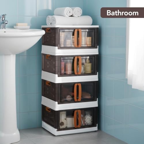 Image of CELLO Foldable Plastic Cupboard for Storage | DIY Collapsible Wardrobe & Luggage Organizer | PP Cabinet for Clothes | White Finish
