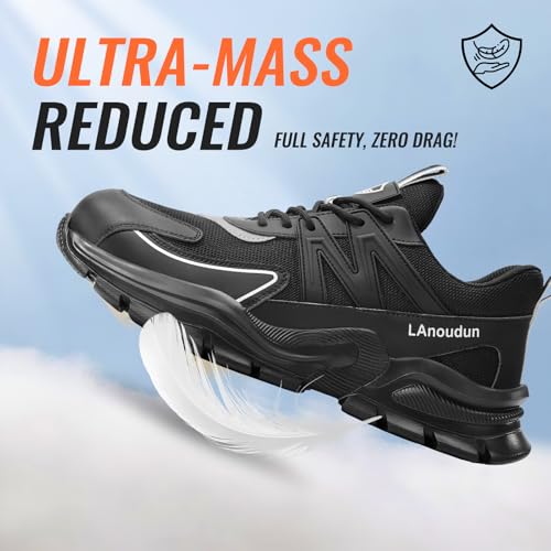 Image of Steel Toe Shoes for Men, Lightweight Safety Work Shoes, Breathable Puncture-Resistant Work Shoes for Warehouse, Factory and Light Construction