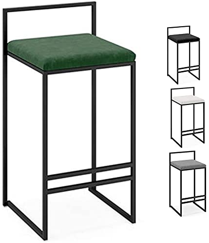 Tabouret de bar confortable résistant en velours noir avec repose-pieds solide Lot de 2