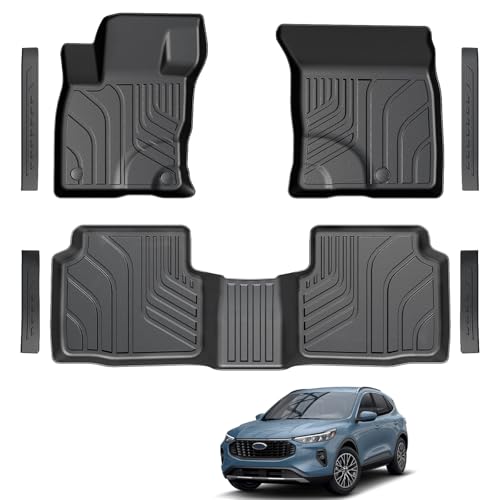 LUMWAY Floor Mats for Ford Escape 2026 2025 2024 2023 2022 2021 2020 (NOT for Hybrid) TPE All Weather Durable Floor Liners Door Sill Guards for Ford Escape Accessories