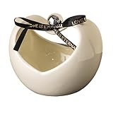 siduytin Herzförmige Keramikornamente, Glatte Apfelteller für Büro und Zuhause, Kommodentabletts für Schlafzimmer, zarte und Glatte Keramikornamente, Tablett, Schmuckteller, Schale, Weiß