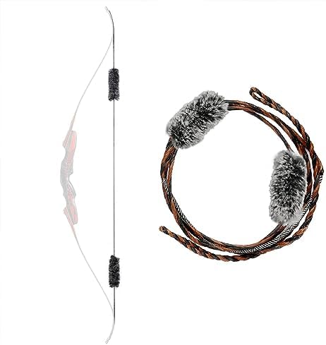 TACHYON ARCHERY Handmade Flemish D97 Bowstring Equipped with 1 Pair Rabbit Fur Bow String Silencer Premium Quality 16 Strand Bow Strings for Traditional and Recurve Bow (Multiple Sizes)