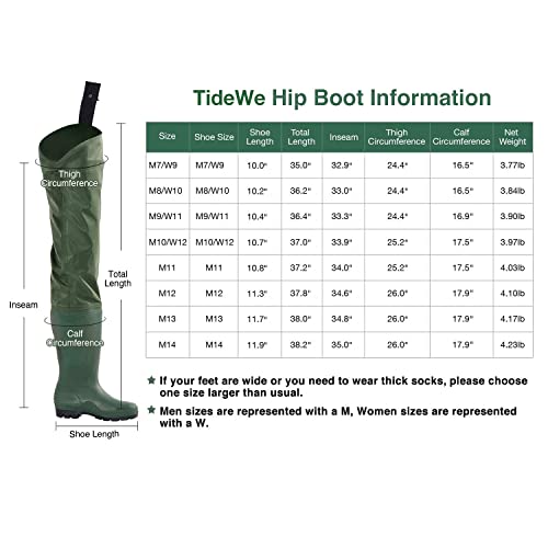 Tidewe Hip Wader, Lightweight Hip Boot For Men And Women, 2-Ply Pvc/Nylon Fishing Hip Wader Green Size 14 #TOP5