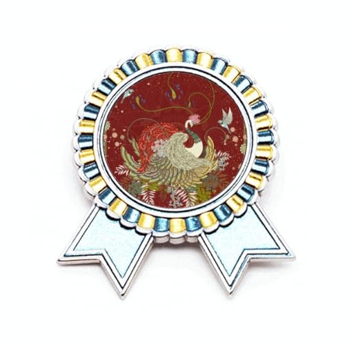 Broche oiseau Ukiyo-e en métal M avec motif aile de fleur à offrir