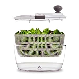 BINO | Salad Spinner – 4.2 Qt | Large Manual Lettuce Spinner with Secure Lid Lock & Built-in Draining System | Salad Spinner with Salad Bowl | Fruit & Vegetable Basket Colander | Kitchen Gadgets