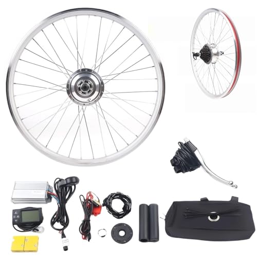 Mqwdxzfes Kit de conversion de vélo électrique arrière 36 V 350 W avec écran LCD et contrôleur, moteur à engrenages sans brosse, kit de vélo électrique pour adulte de 26", VTT / vélo de ville (36 V)