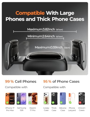 LISEN Suction Phone Mount for Car, [Ultra Suction & Less Fuss] Car Phone Holder Mount Vacuum Dashboard Phone Holder, Car Cell Phone Holder for iPhone 18 Pro Max 17 16 15 Air with Case Galaxy S26 S25 - image 9