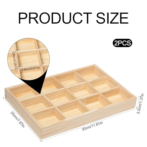 Boîte rangement bois massif 12 cases pour ne plus perdre vos petits objets - 3
