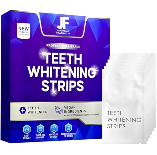 JF Healthcare Professional Teeth Whitening Strips, Vegan Formula, Fast Results, Enamel Safe - Pack of 42 Strips JF Healthcare Professional Teeth Whitening Strips, Vegan Formula, Fast Results, Enamel Safe - Pack of 42 Strips