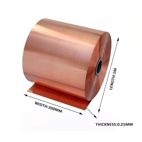COYOUCO Thickness from 0.03mm to 1mm Copper Strip Width 200mm, Length 1 Meter Metal Foil Plate Suitable for DIY Project Electrical,0.25mm