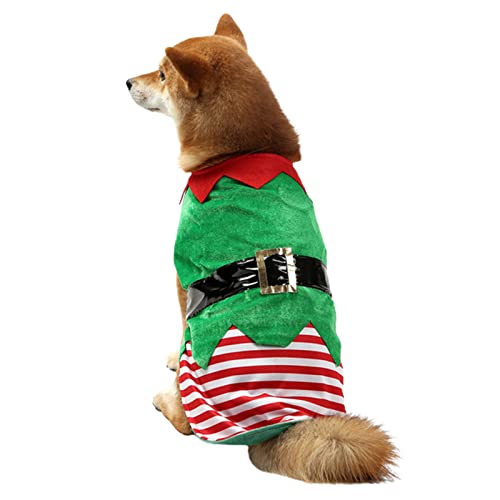 Disfraz de duende navideño para perro con gorro S miniatura 5