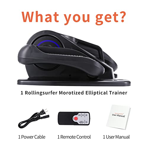 Rollingsurfer Under Desk Elliptical Machine, Adjustable Speeds Elliptical Trainer with Non-Slip Pedal Exerciser and LCD Monitor, Leg Recovery and Therapy for Seniors and Adults