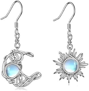 VONALA 925 Sterling Silver Moonstone Dangle Earrings Fine Jewellery Birthday Gifts for Women Girls