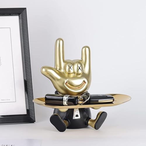 Estatua decorativa abstracta de mano con bandeja miniatura 2
