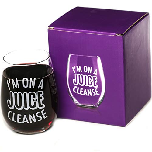 I'm On A Juice Cleanse 15 oz Stemless Funny Wine Glass | Unique