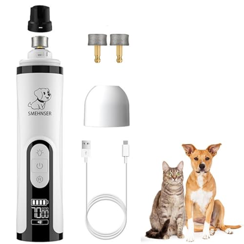 爪切り 犬 猫 電動 爪やすり LEDライト付き ペット用 ネイルケア 小型犬 中型犬 大型犬用 電動ヤスリ 爪研ぎ器 ネイルグラインダー 3段階調整 安全 低振動 爪削り 電動爪トリマー ホワイト 操作簡単 爪傷防止 (ZH02046)