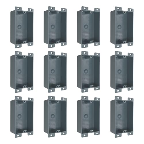 Old Work Shallow Electrical Outlet Box, Non-Metallic, 8 Cubic Inches, 2-Hour Fire Rated, ETL Listed, for Standard AWG Wiring, Home Renovation and Repair (12-Pack)
