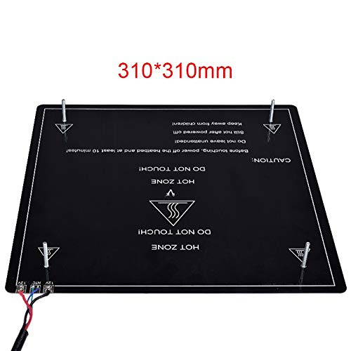 Druckerteile 3D-Drucker-Plattform Heizbett Build Surface Glasplatte 220x220mm für MK2 MK3 3D-Drucker-Heizbett Ersetzen Sie 3D-Aufkleber-Reparaturteile (Größe: 310X310X4MM Glas)