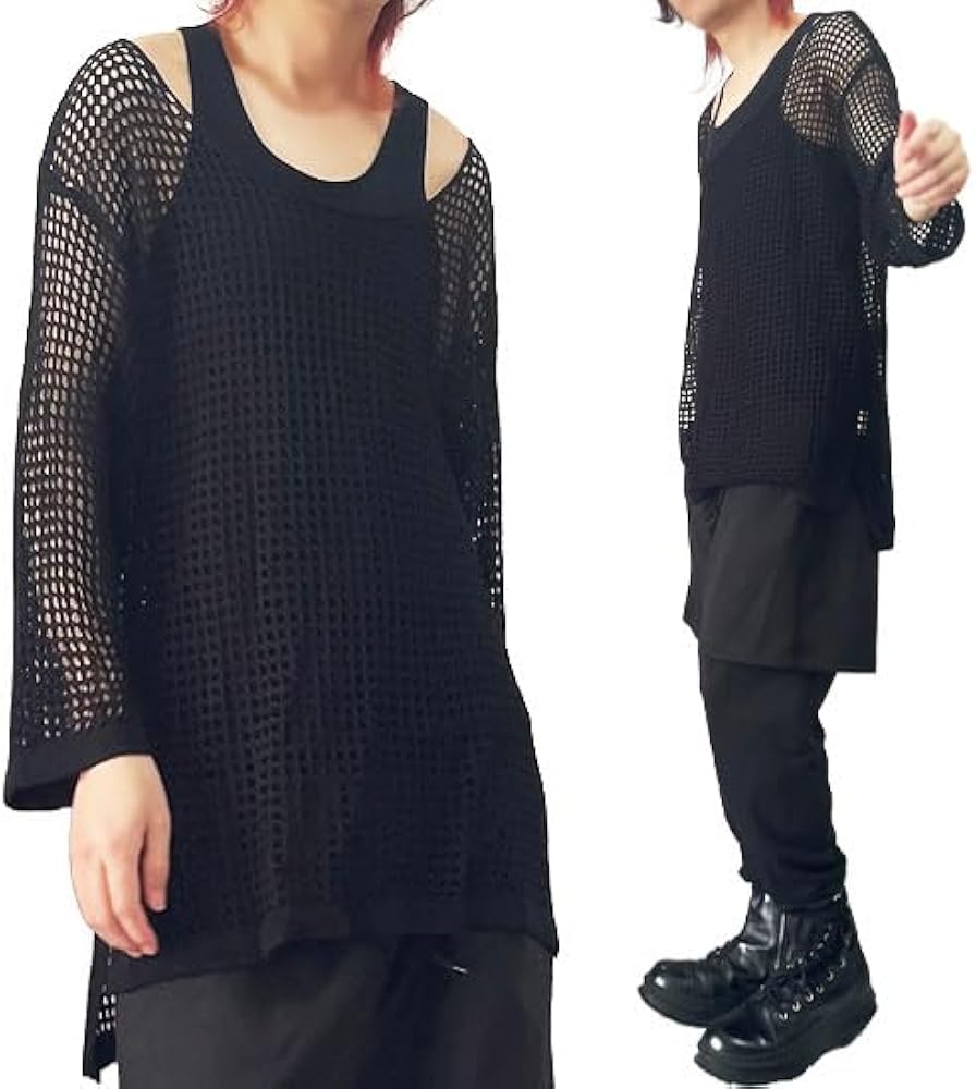 JTQ 無地 シンプル メッシュ ロンT 黒色 JTQ 無地 シンプル メッシュ ロンT 黒色 JTQ 無地 シンプル メッシュ