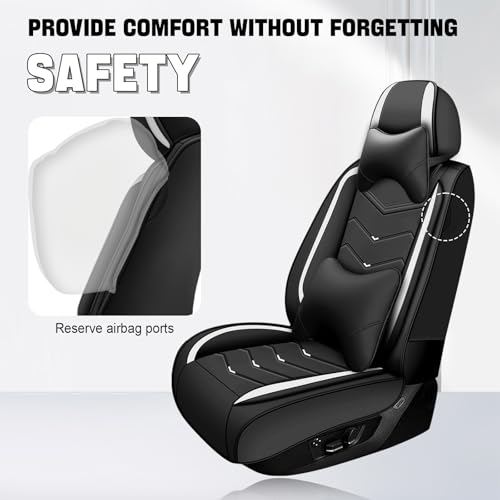 Image of Car Seat Cover for MINI Hardtop 2013-2026, Driver's Seat Covers,Non-Slip Waterproof seat Cover,Wear-Resistant Nappa Leather car seat Covers. (Luxury 2 Seats /Black White)