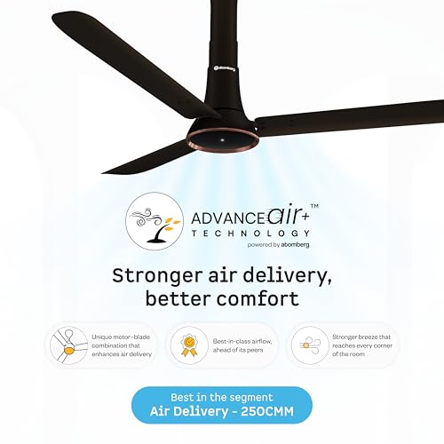 Image of atomberg Studio Ventra 1250mm BLDC Ceiling Fan with Remote Control | BEE 5-Star Rated | Advance Air+ Technology | LED Speed Indicator | Low Noise | 5 Year Warranty | Blaze Brown