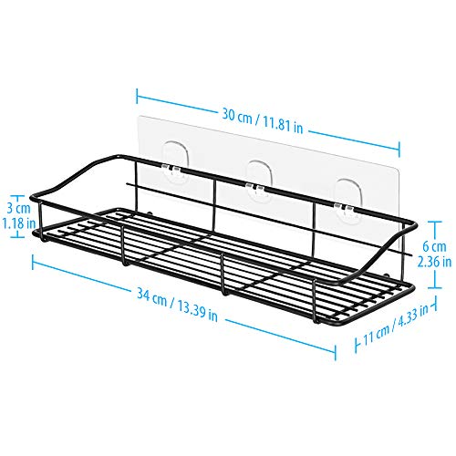 ODesign Oriware SUS304 Stainless Steel Shower Shelf for Bathroom Toilet Basket Kitchen Spice Rack without Drilling – 2 Pack (Black)
