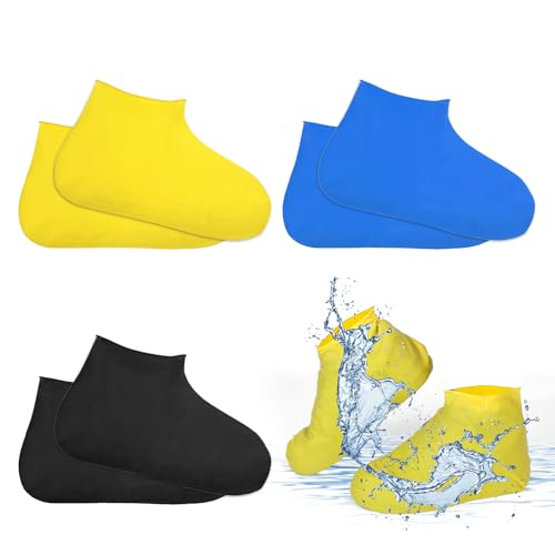 oruola 3 Paar Gummiüberzieher Schuhe,Silikon Überzieher Schuhe,Rutschfest Regen Schuhüberzieher,Rutschfeste Schuhüberzüge für Regen,Schneetag,Schlammige Straßen,Einheitsgröße (Größe: 38-46)