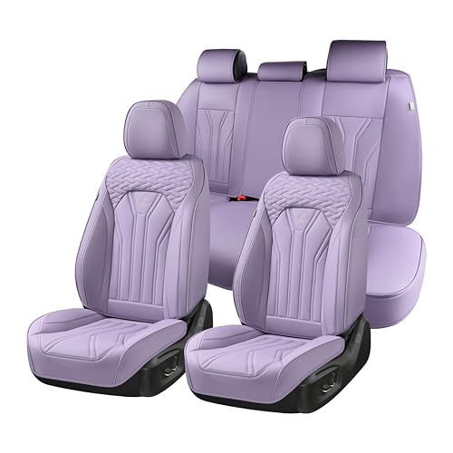 Image of FLORICH Leather Seat Covers Full Set Purple Car Seat Cover Full Coverage Seat Covers Front Seats and Rear Waterproof Car Seat Cushion Protector Universal Fit for Most Cars Trucks SUVs
