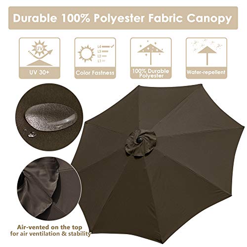 Yeshom 9ft UV 30+ Aluminum Outdoor Patio Umbrella with Crank & Tilt 8 Ribs Air-vented for Garden Table Market Yard Ranch - Image 4