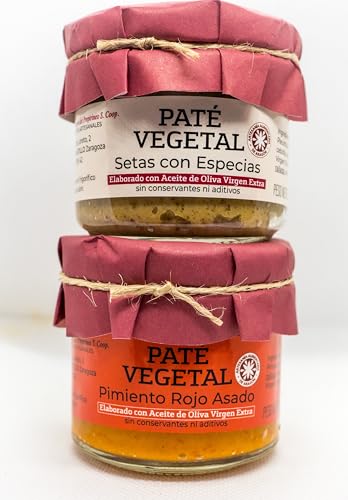 (PACK 2 UNIDADES) Paté Vegetal Setas con Especias y Paté Vegetal Pimiento Rojo Asado Elaborado con Aceite de Oliva Virgen Extra Sin Conservantes sin Aditivos