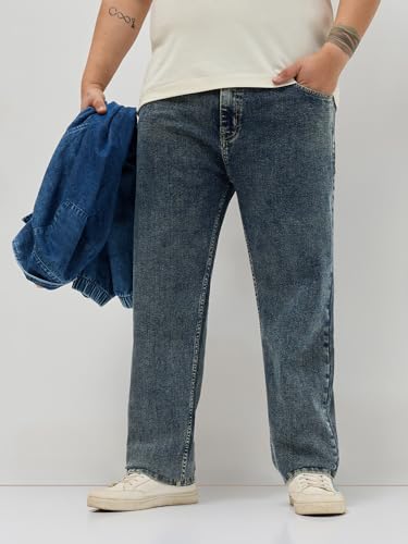 Image of Urbano Plus Men's Regular Fit Heavy Washed Denim Jeans Stretchable