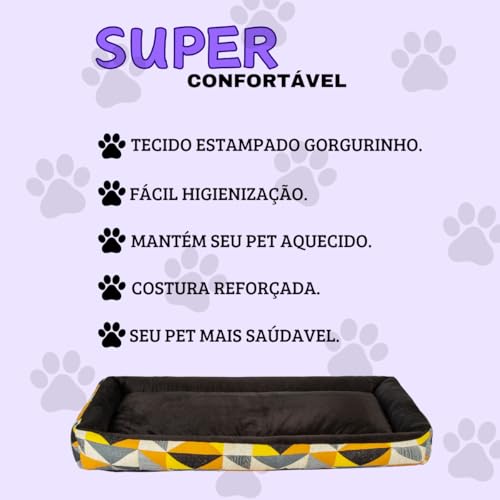 Cama Pet Espaçosa Para Pet Porte Grande Com Ossinho Pelúcia (Triângulo amarelo)