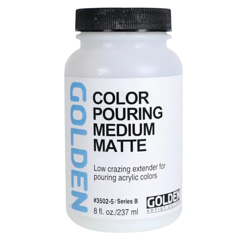 Color Pouring Medium Matte by GOLDEN, 8 fl. oz. Jar, Professional Acrylic Medium, Semi-Transparent