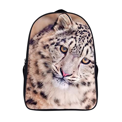 Sac à dos enfant personnalisé animal léopard des neiges cadeau scolaire 3D