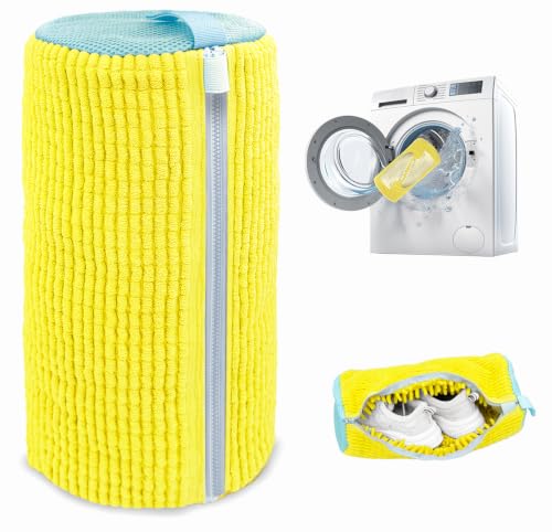 Shoe Washing Machine Bag,Laundry Shoe Bag for Washer and Dryer,Reusable Shoe Cleaning Bag for Sneakers,Tennis Shoes,With Self-locking Zipper, Microfiber Inside...
