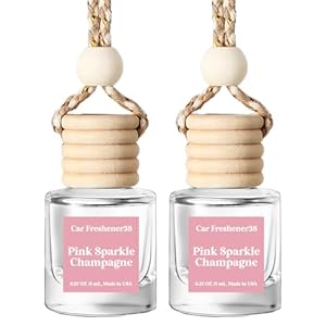 HoogaLife Car Air Freshener Diffuser 2 Pack Hanging Air Freshener Diffuser – Pink Sparkle Champagne Fragrance Oil Air Diffuse r for Car, 45+ Days Long Lasting Fragrance Made in USA