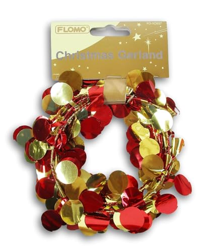 Christmas Holiday Red and Gold Tinsel Wire Garland - 8.5 Feet Long