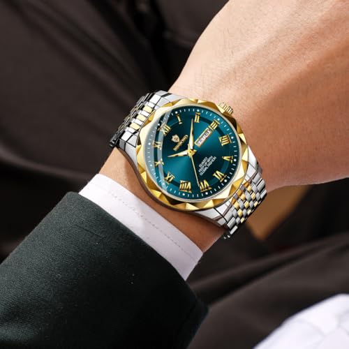 Image of BINBOND Men's Watch Luxury Business Dress Analog Quartz Stainless Steel Casual Date Wrist Watches for Men Easy Read Roman Numeral Large Dial Waterproof Luminous