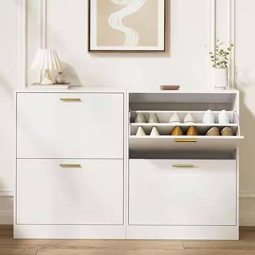 Image of The Artment your artistic apartment Quadra 4 Tier Shoe Rack Organizer Cabinet, Footwear Stand for Entryway, Hall | Space Saving Design | Home Furniture for Home | 20-25 Pairs (Size -60x24x80 CM)