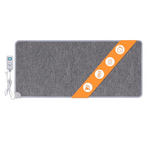 Mi-Heat Warm Feet Infrarot Heizteppich Heizmatte 55x110cm grau/anthrazit - ca. 40°C - mit Controller, Timer-Funktion, Fußboden, 230V, Schlingenwaren Teppich Oberfläche